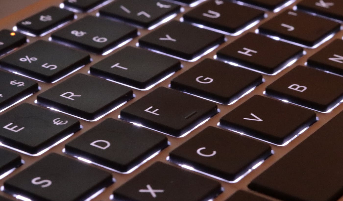 Close-up of backlit computer keyboard keys
